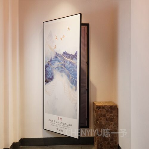 遮盖实木框消火栓大尺寸装饰画