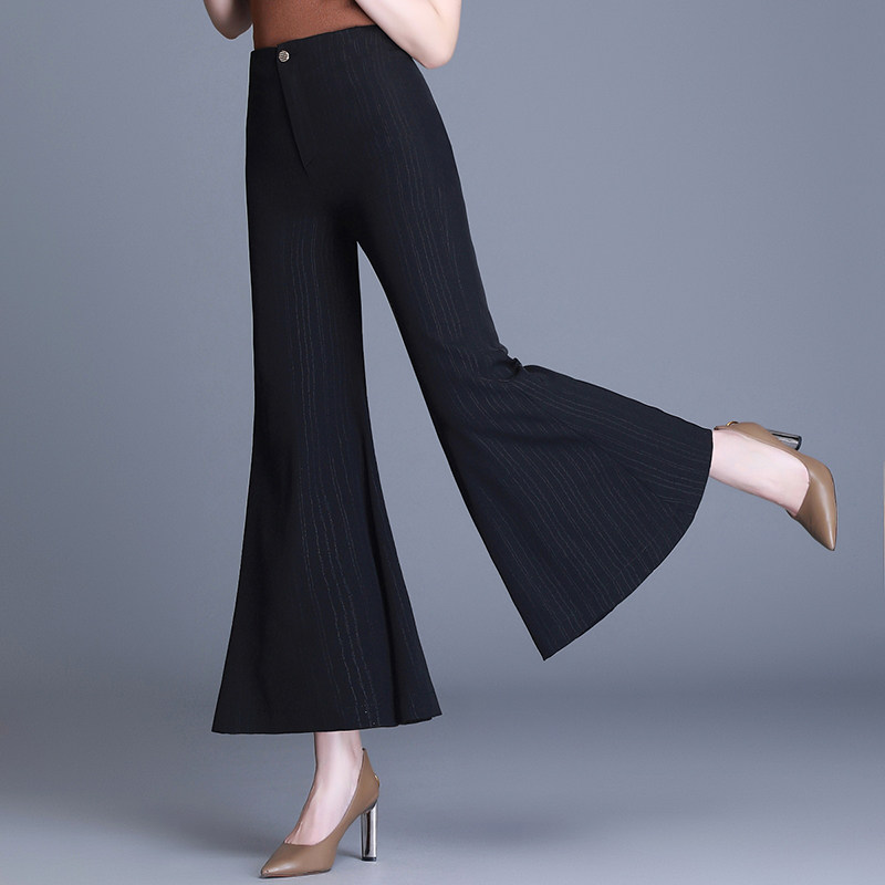 大喇叭裤女2020夏季新款大脚甩裤高腰鱼尾裤垂感跳舞裤微喇九分裤