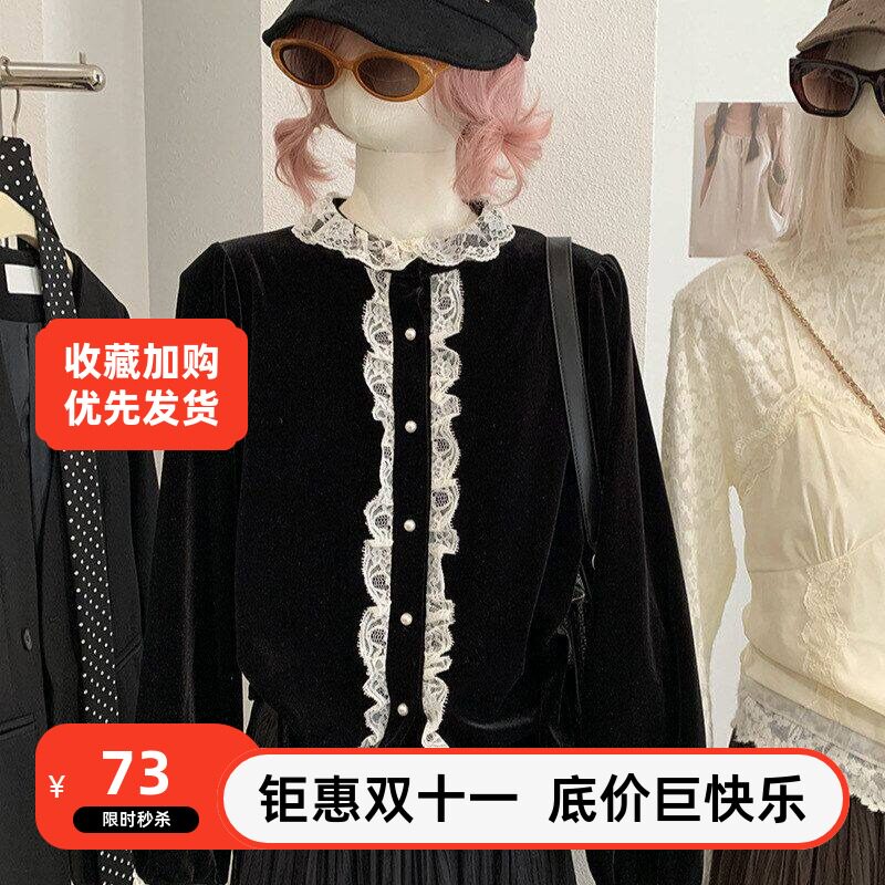 风女上衣设计感温柔秋冬衬衫圆领