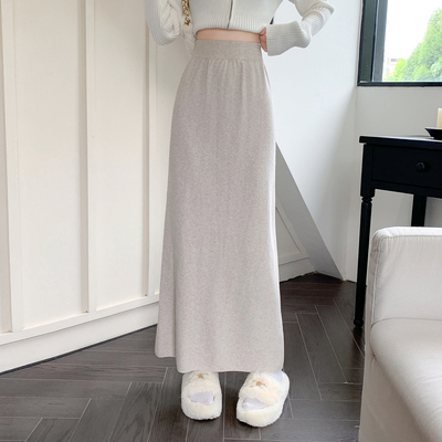 加厚针织半身裙女中长款包臀裙子