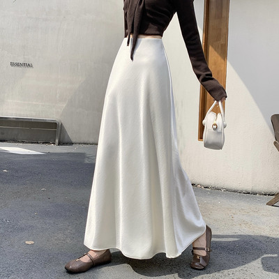 醋酸缎面鱼尾半身裙女垂感长裙子