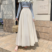 白色雪纺百褶半身裙女2026春夏百搭高腰显瘦a字裙垂感大摆长裙子