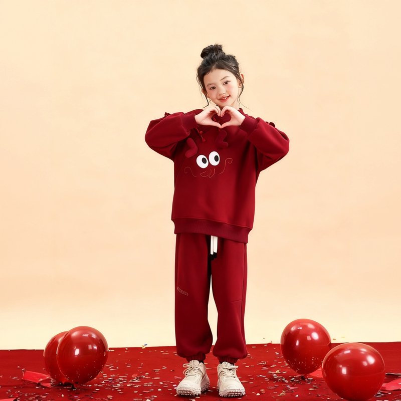 卡通拜年服卫衣束脚裤套装