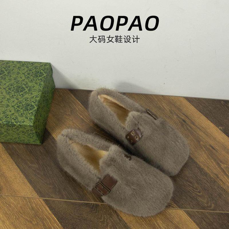 冬季保暖兔毛毛鞋2024新款百搭