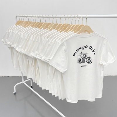 骑士日系重磅咔叽圆领短袖T恤