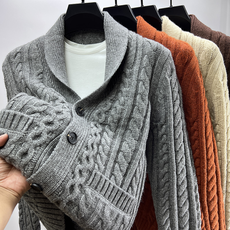 开衫男针织衫V领毛衣外套