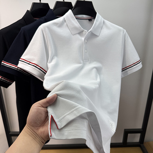 上衣 下摆开叉高端设计纯棉短袖 t恤男翻领夏季 潮牌保罗polo衫 半袖