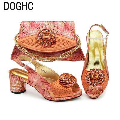 New Design Nigerian Wedding Matching Shoe and Bag Luxury Ita