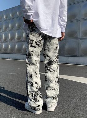 Mens Fashion Printed jeans Spring 2023 Mopping Trousers Jean