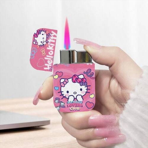 New Cute Sanrio Kawaii Hello Kitty Lighter, Pink Flame Windp