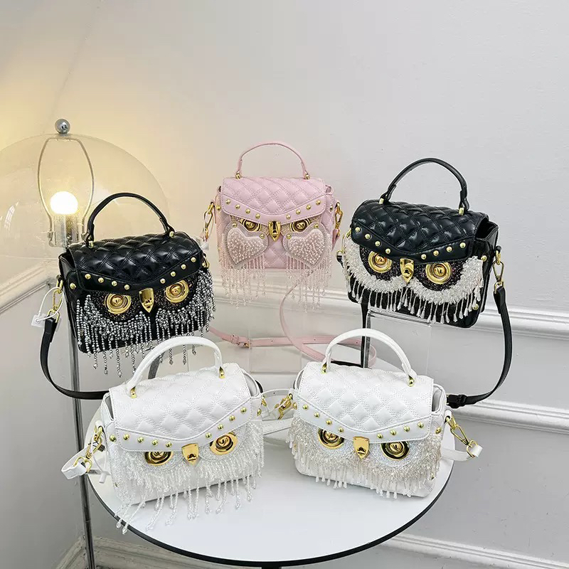 OwlWomen'sHandbagFashionTasselPurseBagsClassicRhombusColorDi