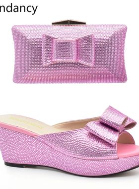 Latest Design Women Shoes and Bag Set Decorated with Rhinest