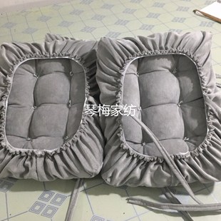 绒布纯色加厚棉花坐垫套 椅垫套 长方形凳子垫 松紧带坐垫罩 换鞋