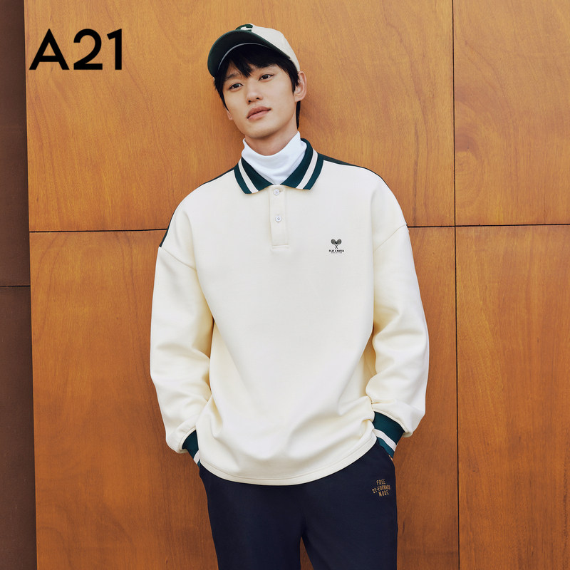 A21男装学院长袖POLO衫图片