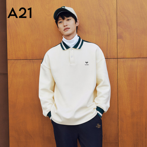 A21男装学院长袖POLO衫