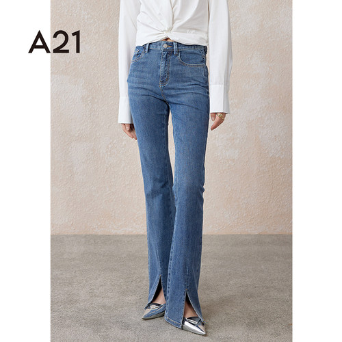 A21女装合体喇叭牛仔长裤