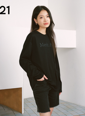 女装印花字母黑色T恤