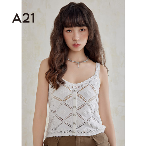 A21女装毛织V领背心夏季