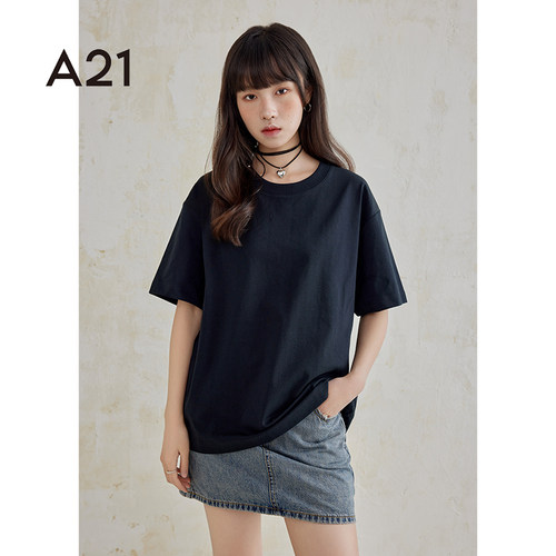 A21落肩圆领短袖t打底短袖背心