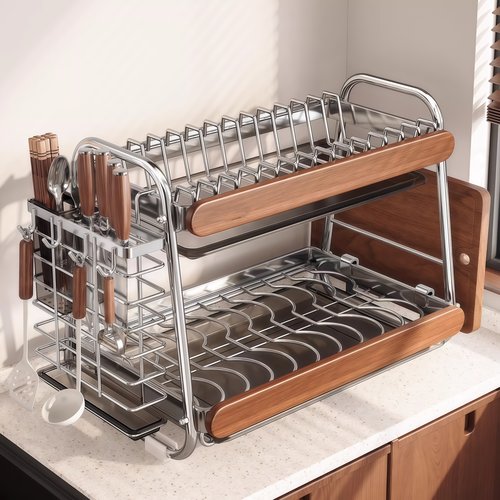 德国304不锈钢台面沥水碗架