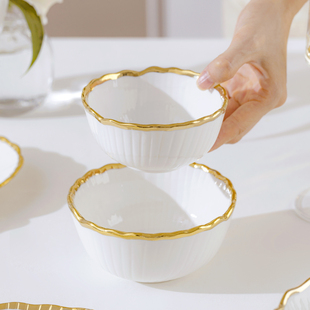 欧式金边高颜值花形小碗餐厅圆碗米饭碗甜品碗燕窝碗陶瓷酒店餐具