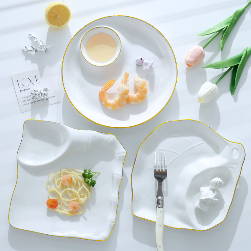 饺子盘圆盘金边餐具欧式