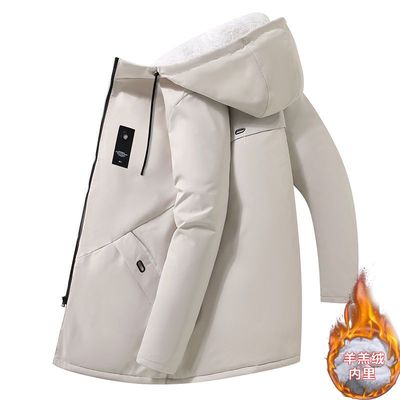 加绒加厚冬季中长款棉衣外套男