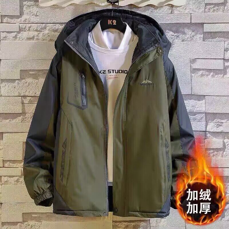 冬季男士冲锋衣棉服加绒加厚防风防水棉衣外套劳保服户外防寒棉袄