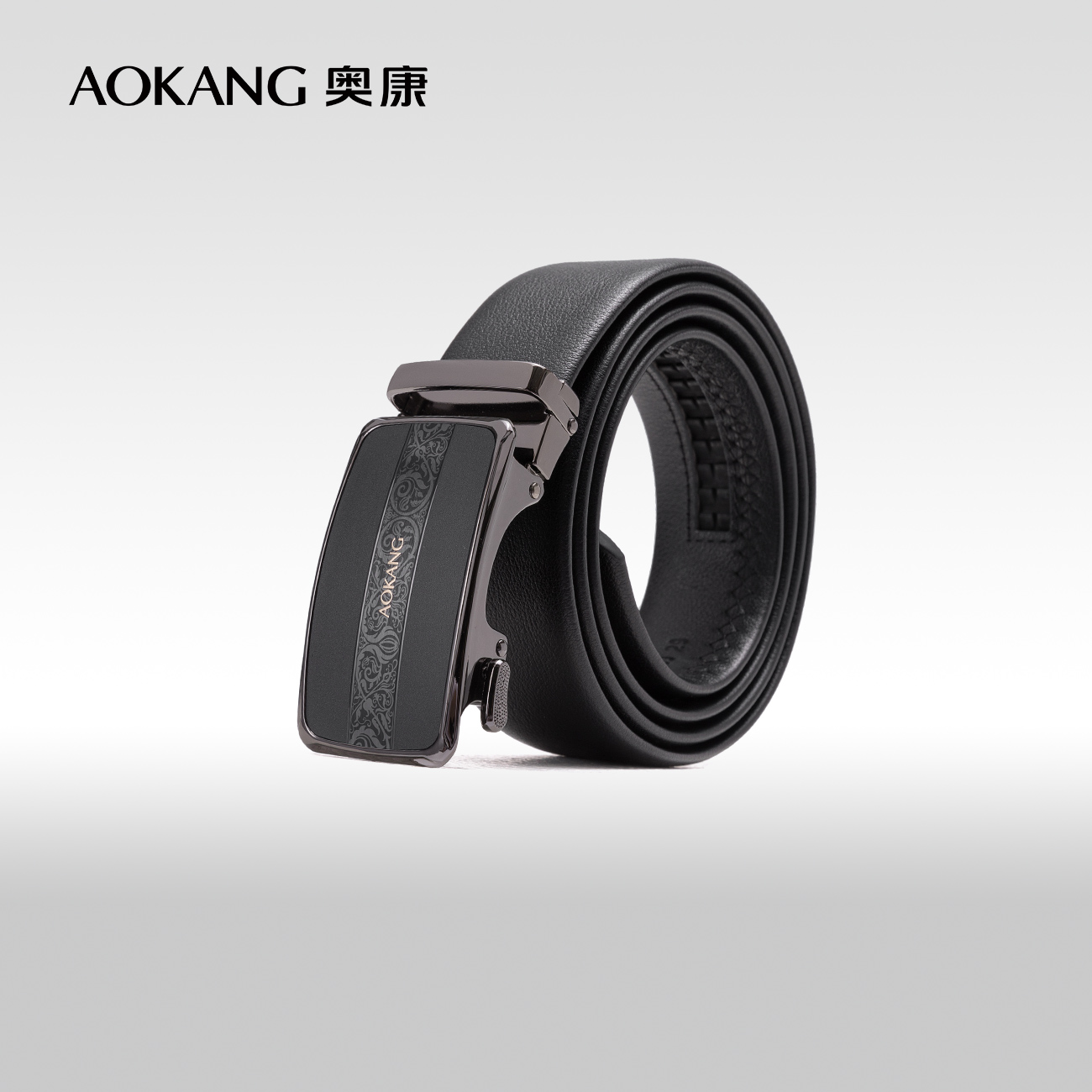 奥康皮带男新款商务真皮自动扣腰带头层牛皮光面合金韩版裤带潮流