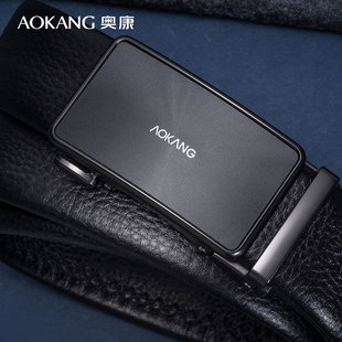 带头层牛皮商务裤 奥康皮带男士 名牌裤 男式 腰带 真皮自动扣腰带新款