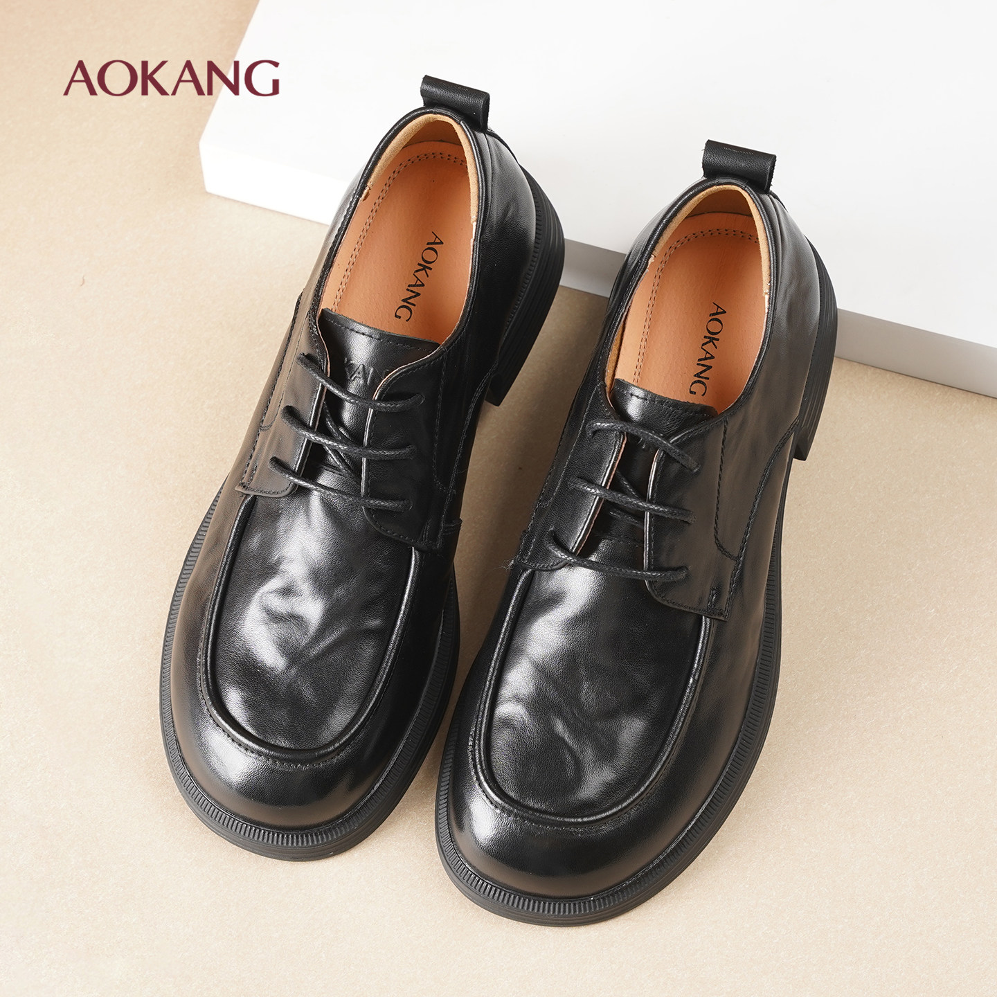 奥康 女鞋2026春季新款厚底圆头乐福鞋英伦时尚低跟通勤小皮鞋L,女鞋,乐福鞋（豆豆鞋）,淘宝优惠券,粉丝福利购,淘宝优惠卷