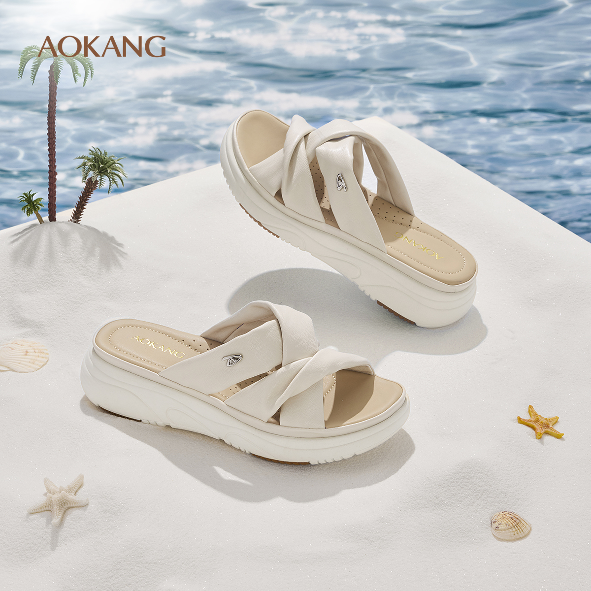 奥康 女鞋2025夏季拖鞋休闲慵懒极简日常百搭凉拖门店发货