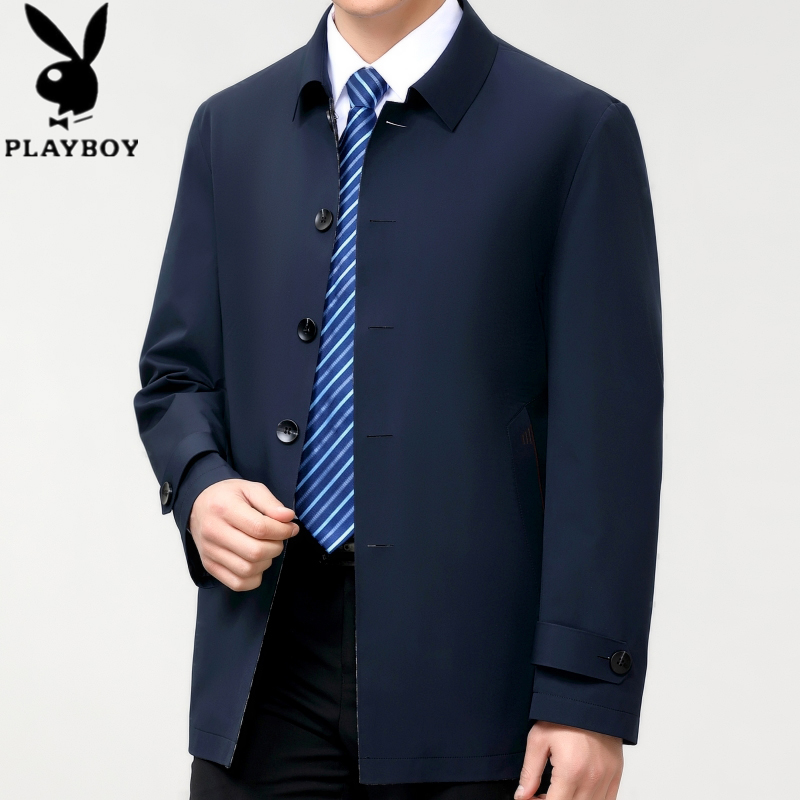 花花公子时尚休闲中长款春秋风衣