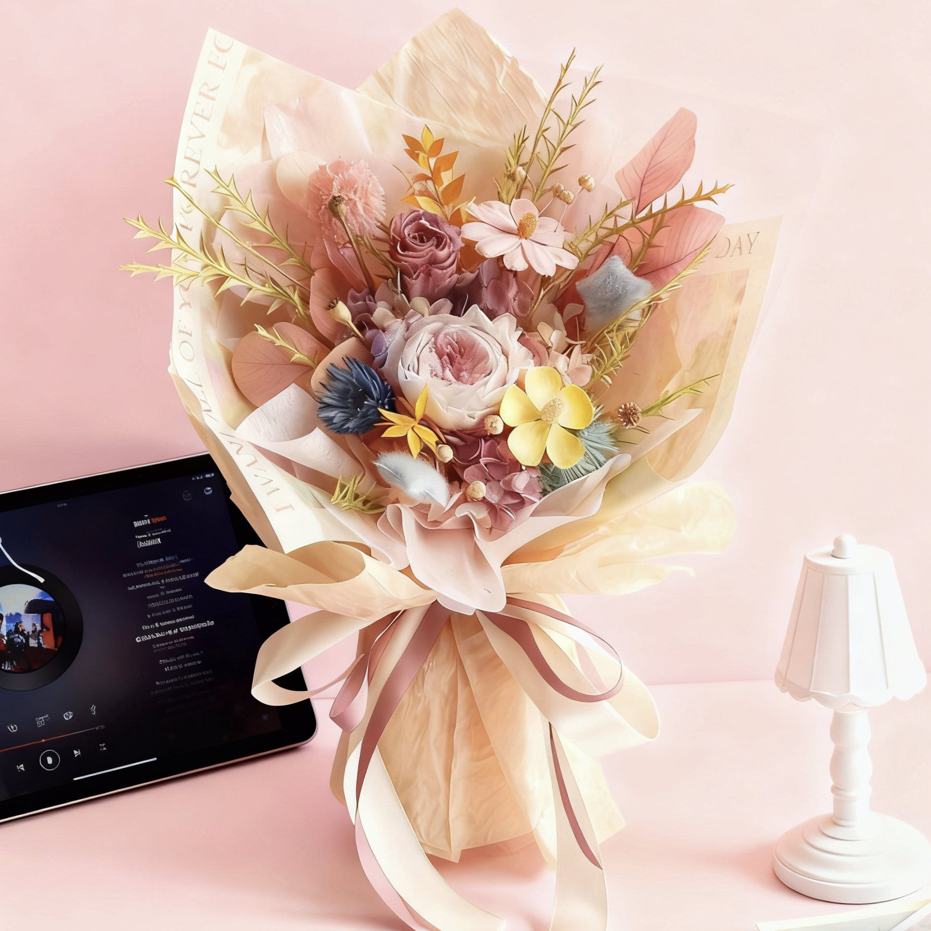 永生花奥斯汀玫瑰花束干花小众高级感毕业礼物送人天然真花多巴胺