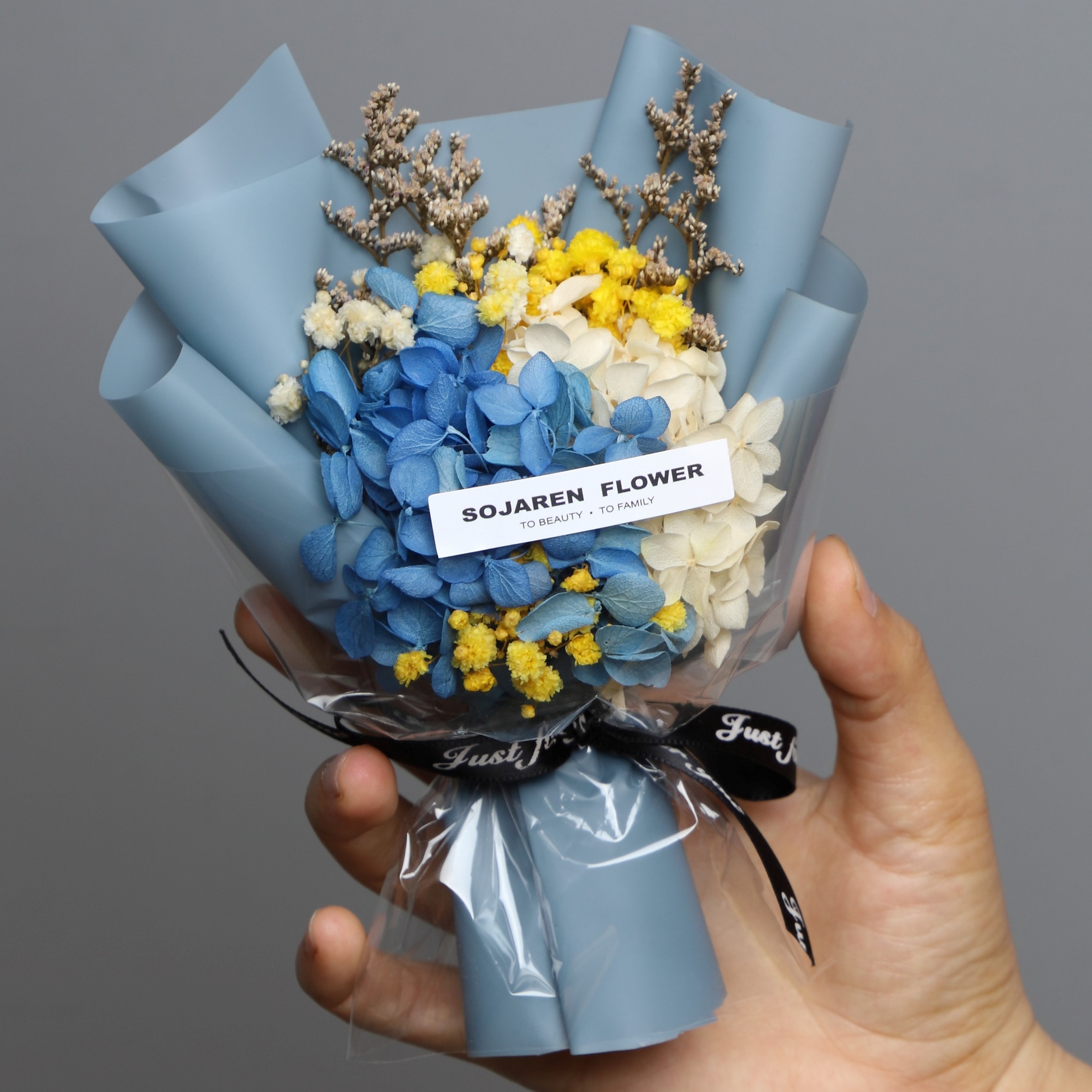 迷你小花束干花口袋花永生花圣诞节礼物玫瑰绣球送男友高级伴手礼