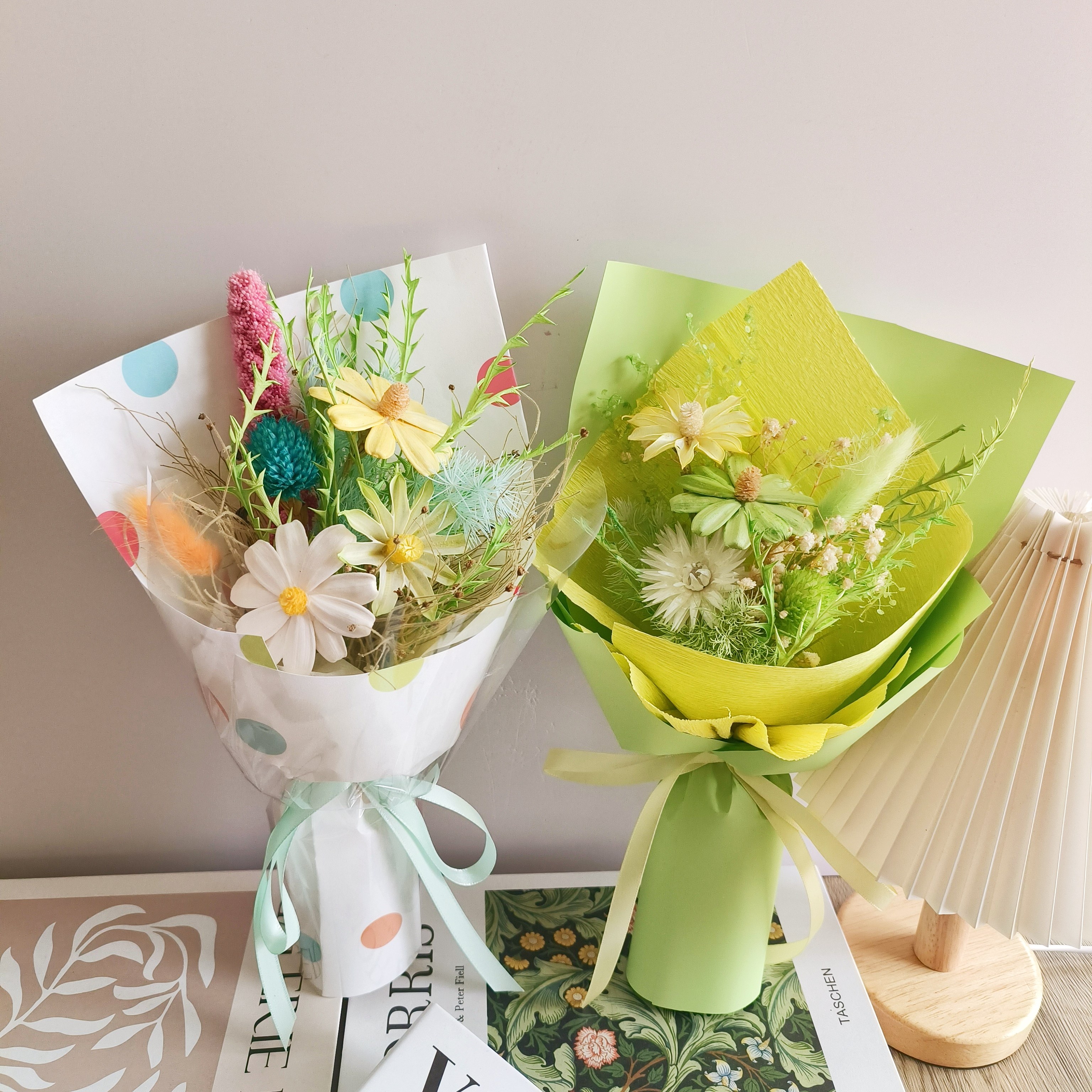 多巴胺干花花束永生花皂花混搭毕业典礼礼物送女友莫奈花园小花束