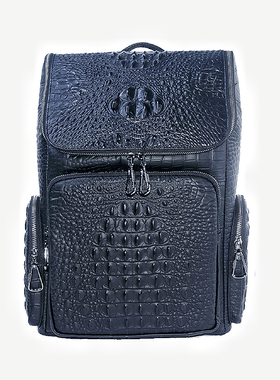 星晚晚【真皮背包】男士款高级质感优质牛皮鳄鱼纹出差旅行双肩包