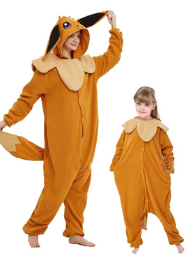 伊布卡通连体睡衣儿童情侣家居服cosplay万圣节男女孩演出服Eevee