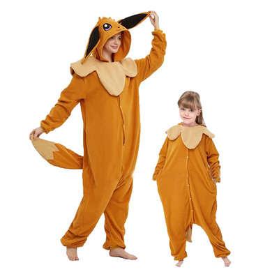 伊布卡通连体睡衣儿童情侣家居服