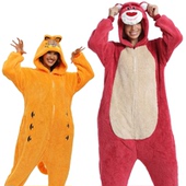 草莓熊卡通连体睡衣儿童咖菲猫动物演出服派对男女成人话剧恐龙服