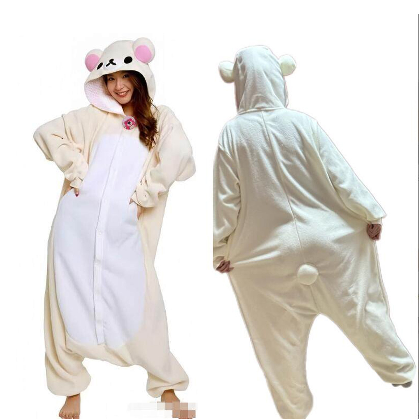 thumbnail for Sazac Japan Genuine Rilakkuma Kigurumi Bear Sister Adult Cartoon One-piece Pajamas Easy Bear