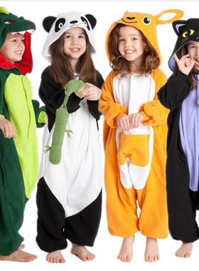 出口外贸儿童恐龙连体睡衣浣熊狐狸骷髅猴成人万圣节演出服onesie