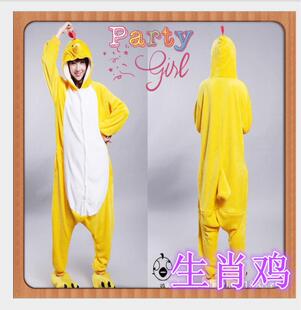 十二生肖鸡卡通连体睡衣动物情侣法兰绒加厚家居服onesie男女演出
