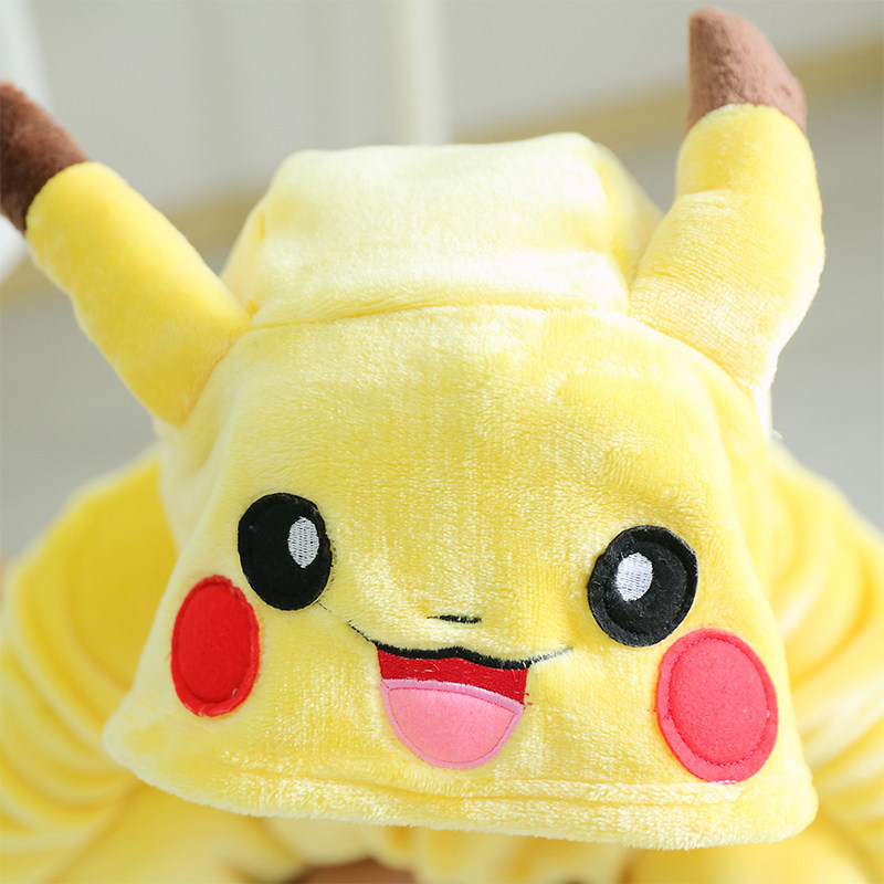 皮卡丘连体睡衣卡通动物儿童加厚睡衣法兰绒家居onesie kigurumi