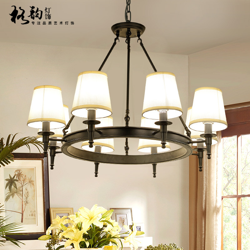美式简约乡村客厅变光田园铁艺吊灯卧室灯饰灯具