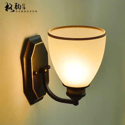 美式壁灯单头双头铁艺客厅欧式复古卧室餐厅过道复古风床头壁灯