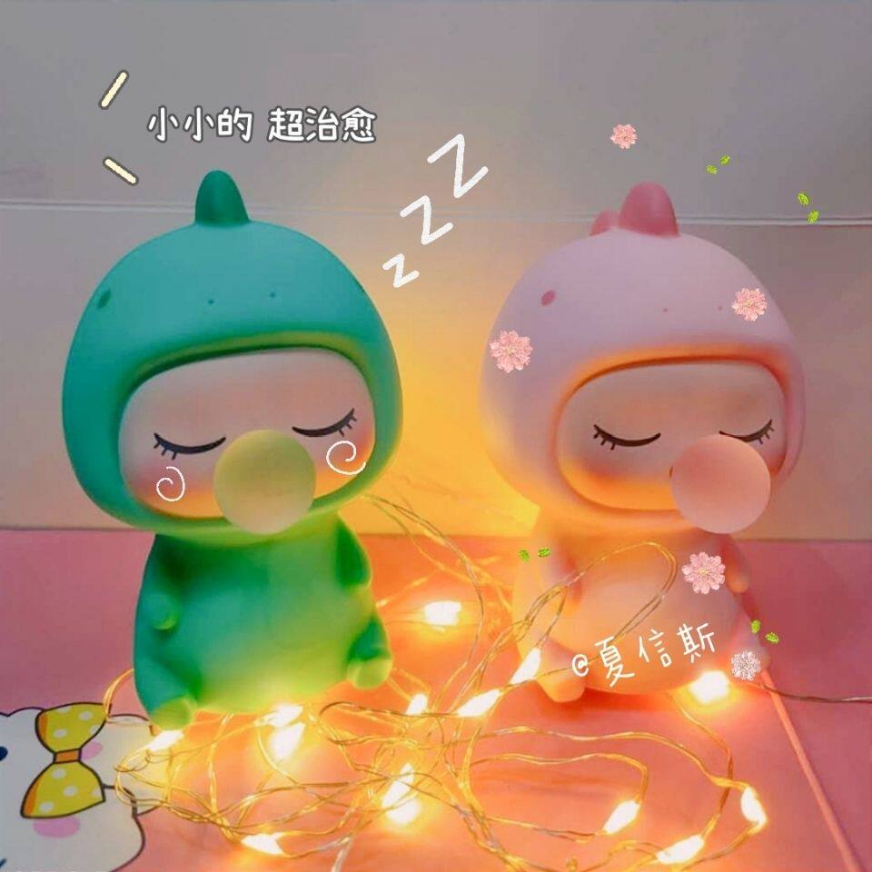 可爱卡通泡泡恐龙汽车摆件爆款呆萌少女心触摸小夜灯闺蜜生日礼物