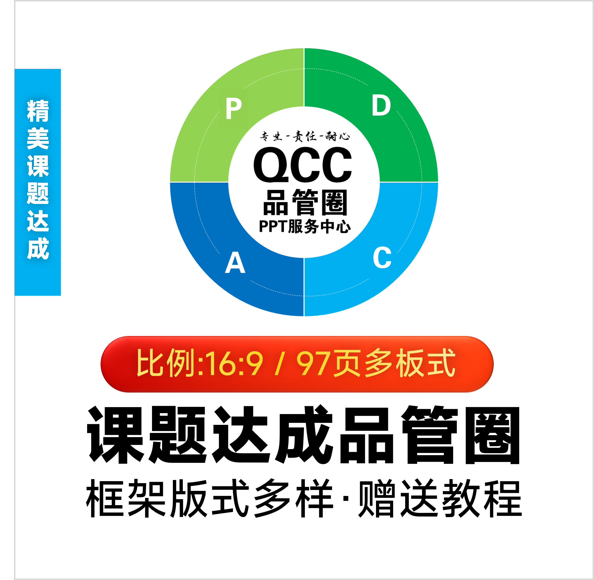 护理课题达成型品管圈PPT模板教程制作美化排版