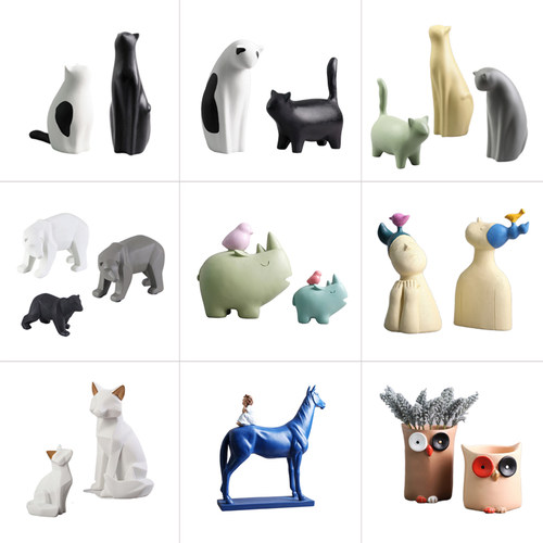 萌宠猫卡通动物样板间儿童房摆件