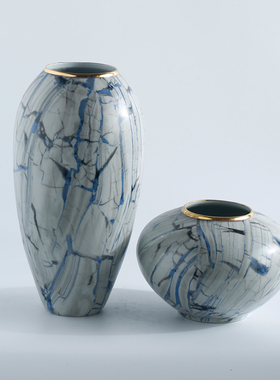 现代简约高温陶瓷白裂系列花瓶